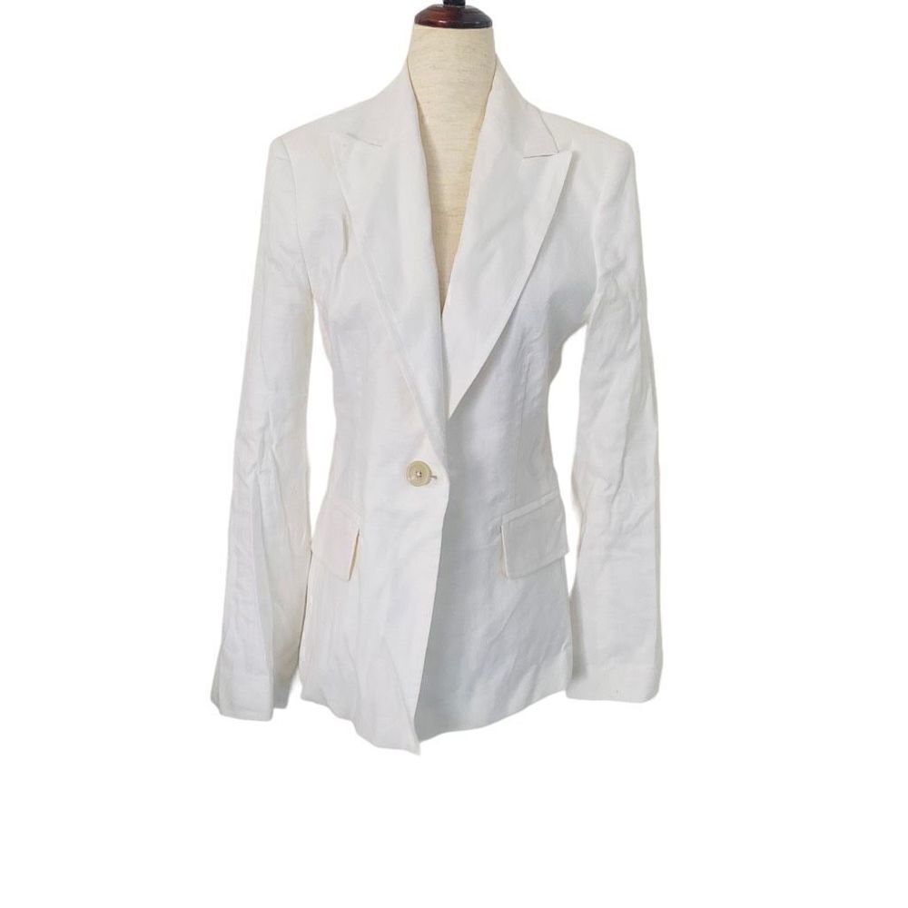 Banana Republic White Single-Button Linen Blazer